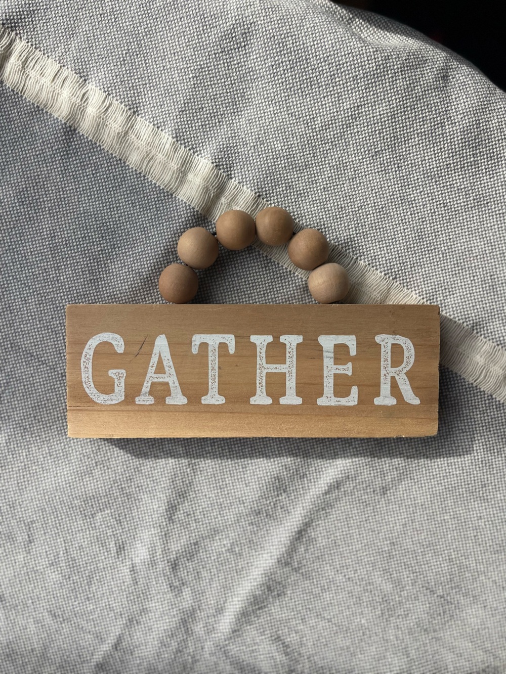 Hobby Lobby Wooden 'GATHER' Sign in White and Brown
